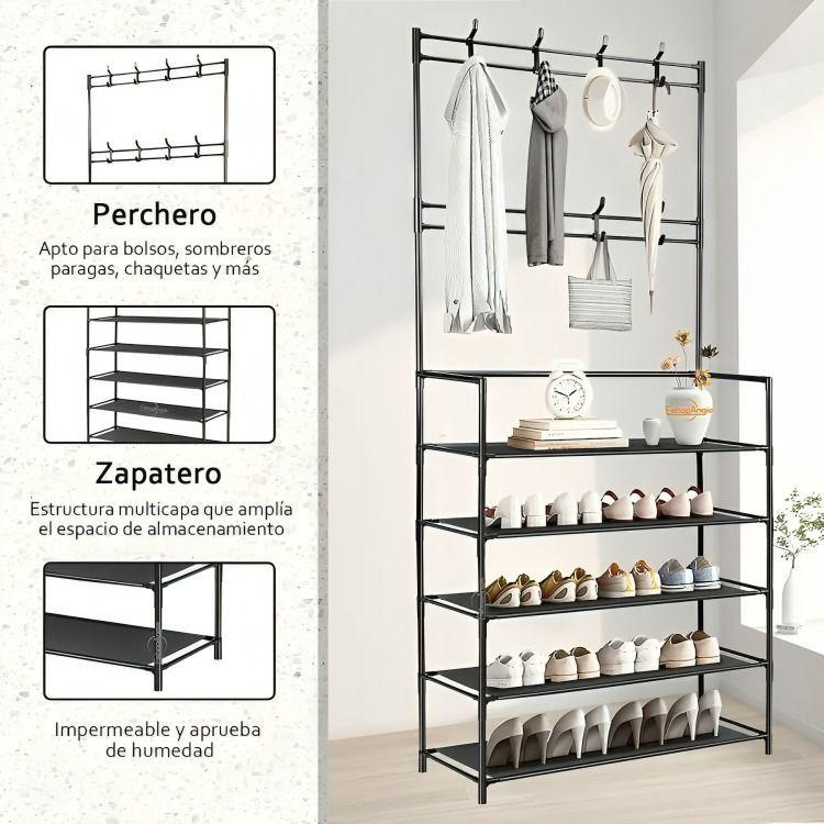 Organizador 2 En 1 De Ropa Perchero Y Zapatero 5 Niveles-4