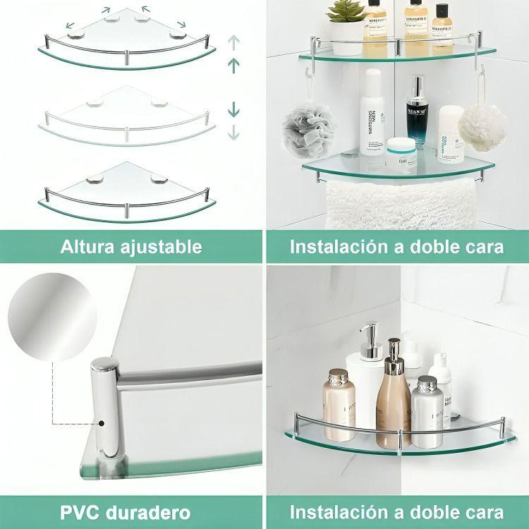 Pack 4 Organizador Repisa Esquineras De Vidrio Ducha Estante-2