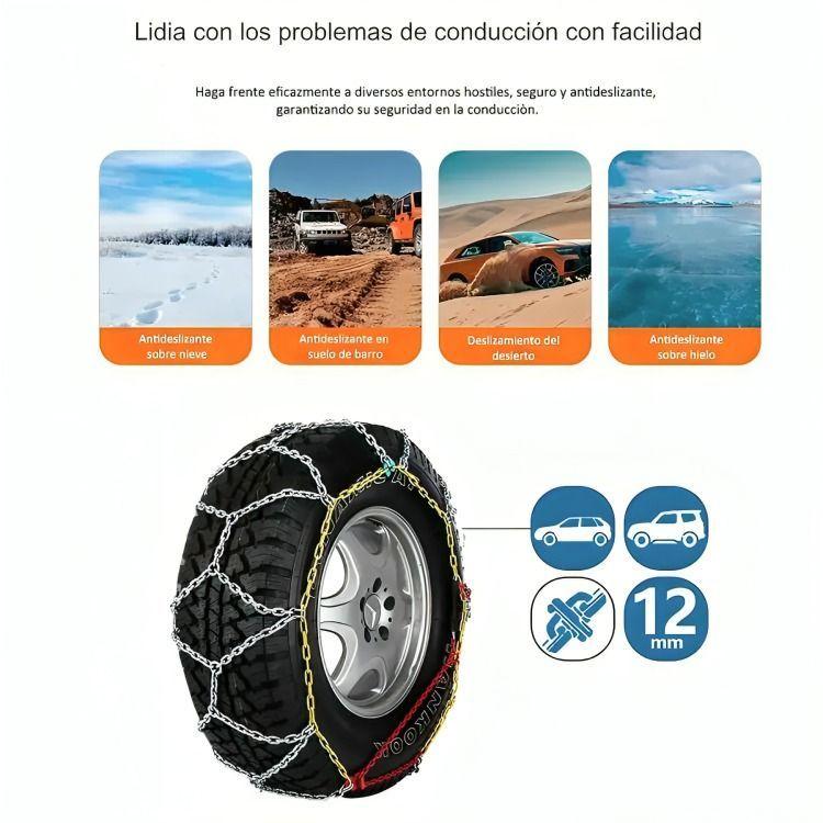 Cadena Para Nieve Barro Antideslizante Auto Par 12mm Kn-130-2
