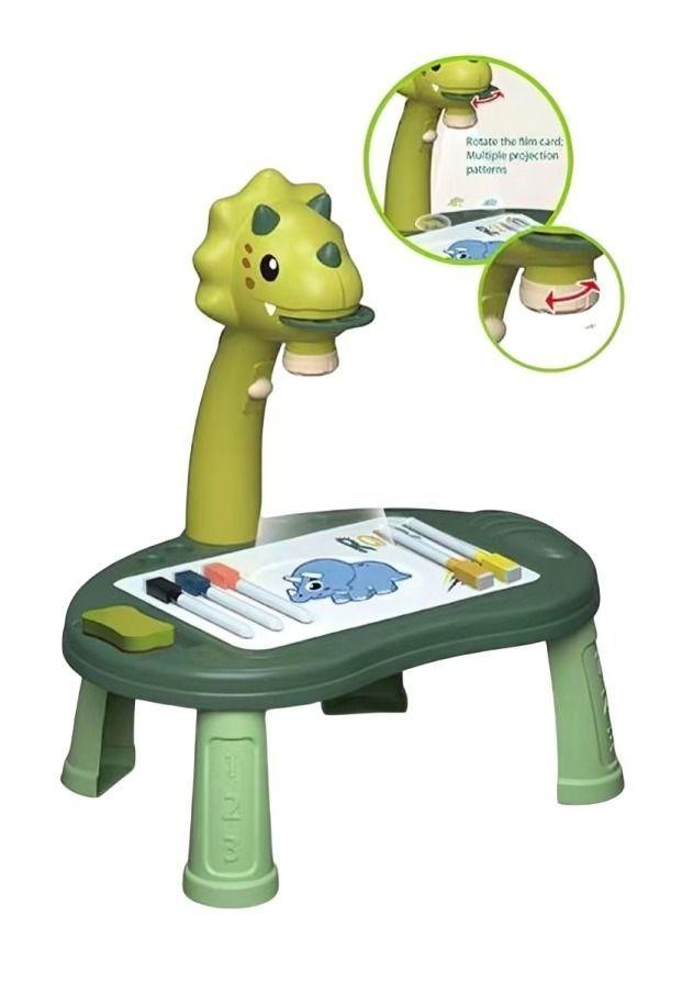 Mesa Musical De Dibujo Rosada De Dinosaurio Con Proyector-1