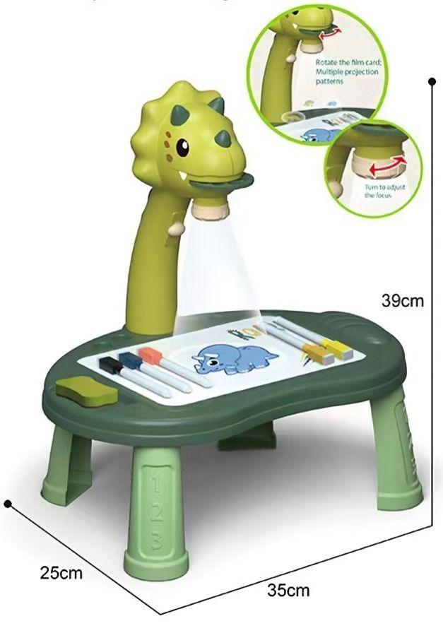 Mesa Musical De Dibujo Rosada De Dinosaurio Con Proyector-3