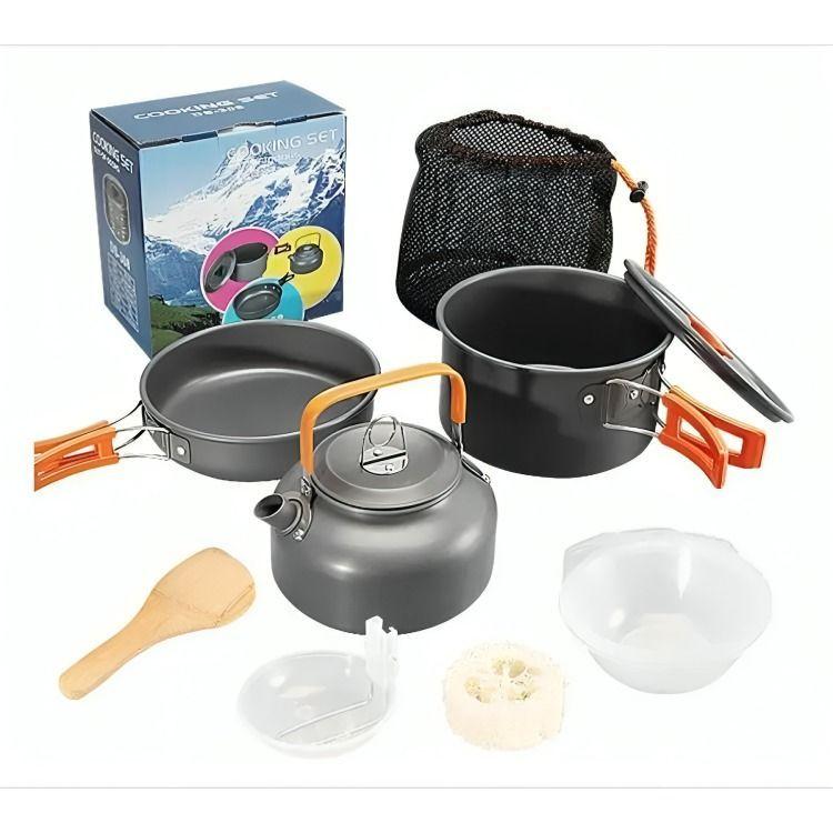 Set Ollas Outdoor Camping Cocinilla Utensilios Ds-308-1