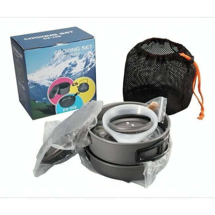 Set Ollas Outdoor Camping Cocinilla Utensilios Ds-308-2