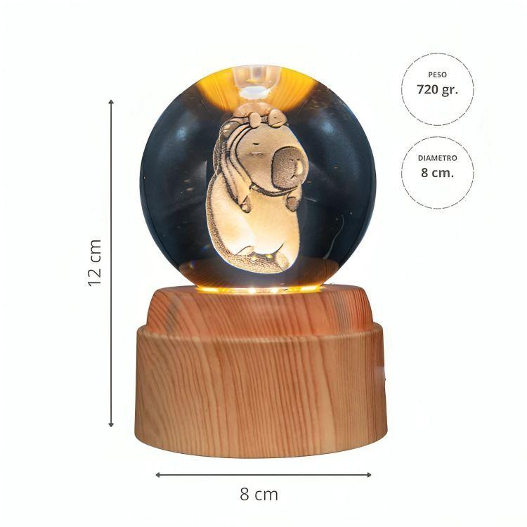 Lámpara Bola de Cristal LED Capybara Tortuga-2