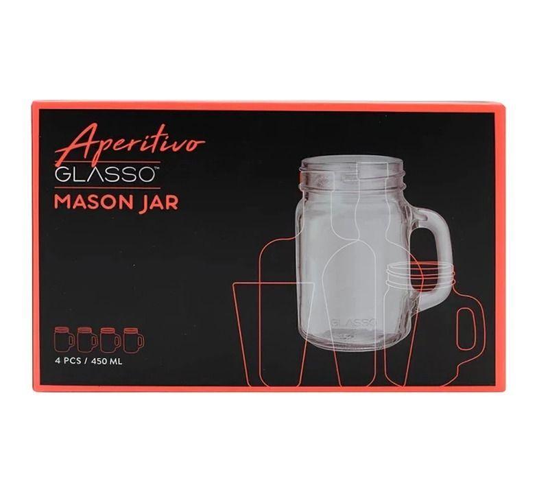  Set de 4 Vasos Mojito Mason  de 450 ml  Glasso-0