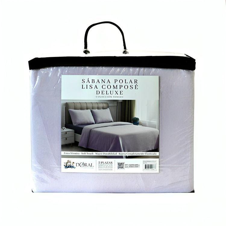 Sábanas Polar Lisa Composé 2 Plazas / Bicolor Morado – Doral-0