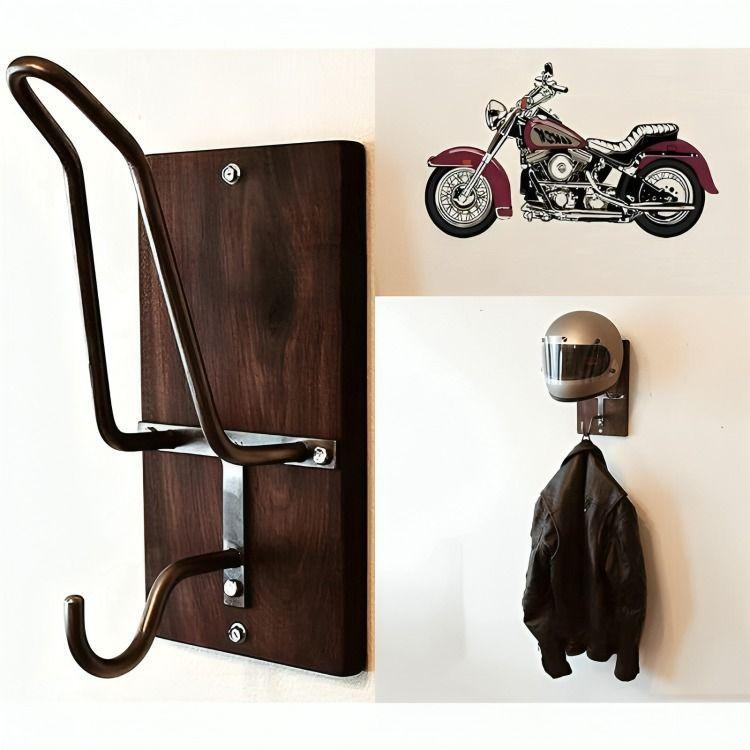 Soporte para casco de motocicleta Gancho madera-2