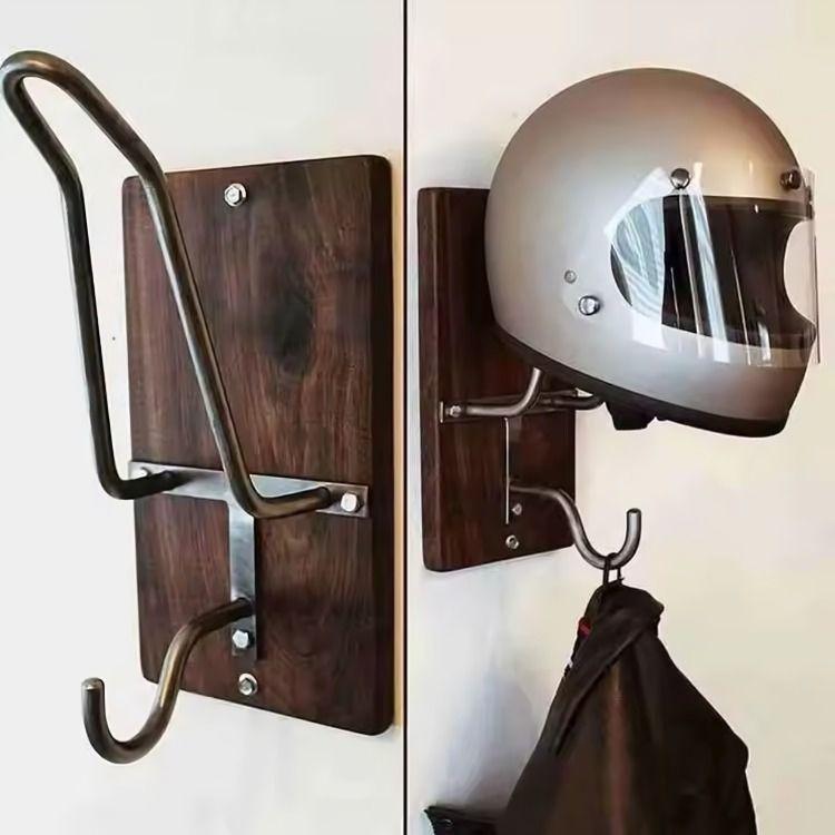 Soporte para casco de motocicleta Gancho madera-3