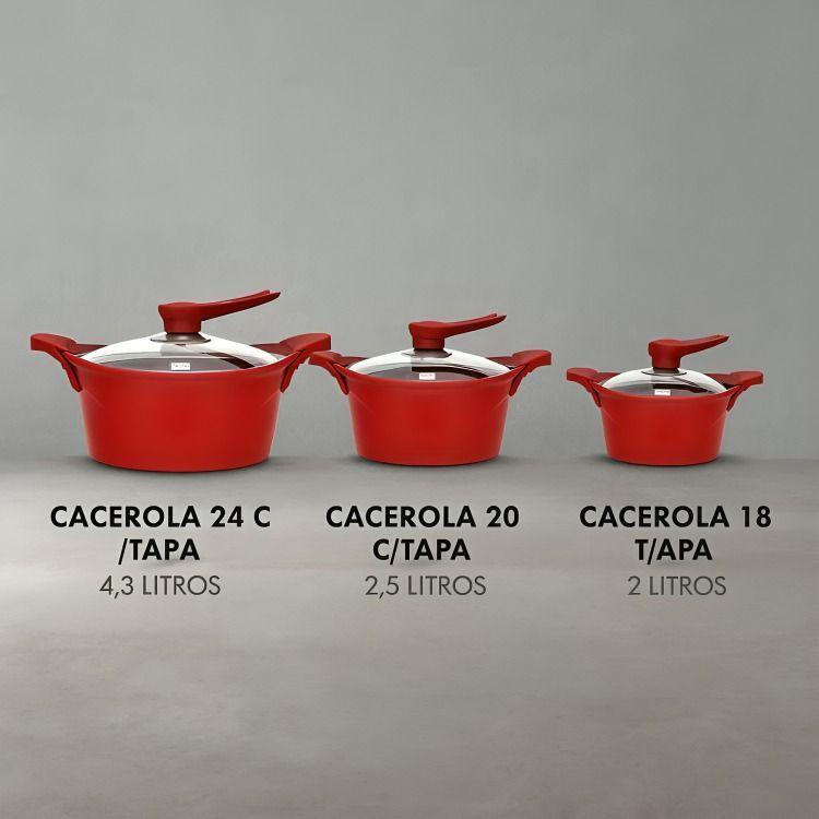 Batería Cocina 6 Piezas Aluminio Fundido Rojo BOHLIER 2.0-2