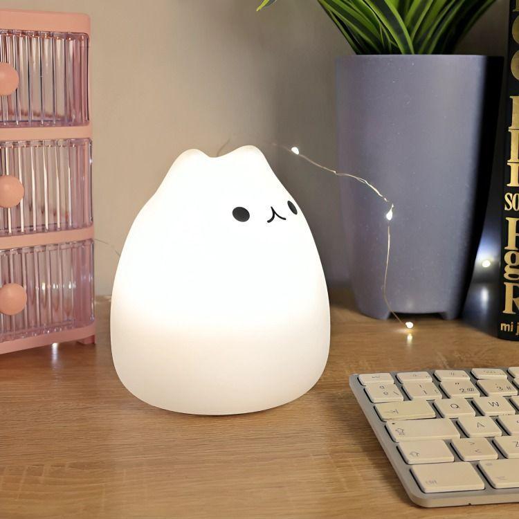 Lámpara de Noche de Silicona LED RGB Squishy Gatito-4