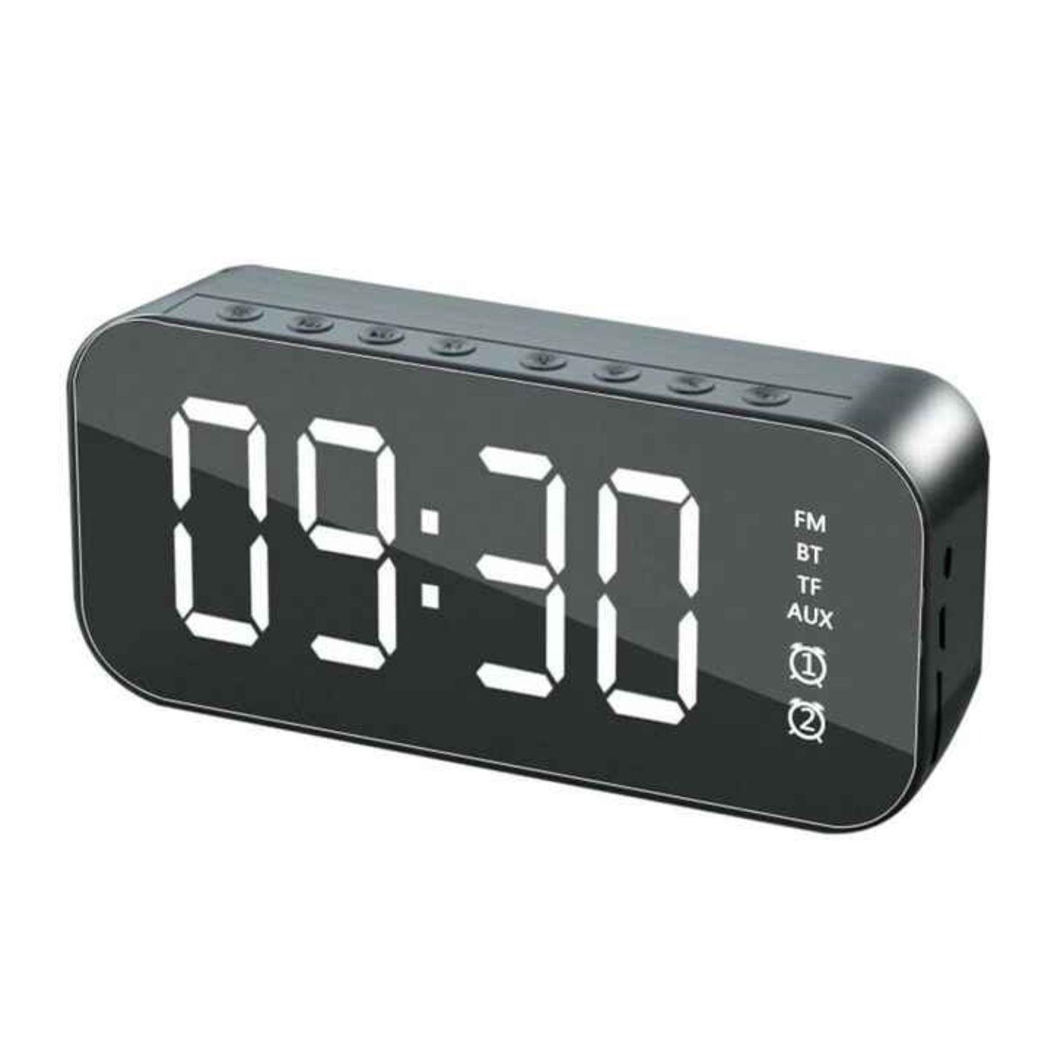 RELOJ DESPERTADOR DIGITAL LED CON PARLANTE BLUETOOTH NEGRO-0