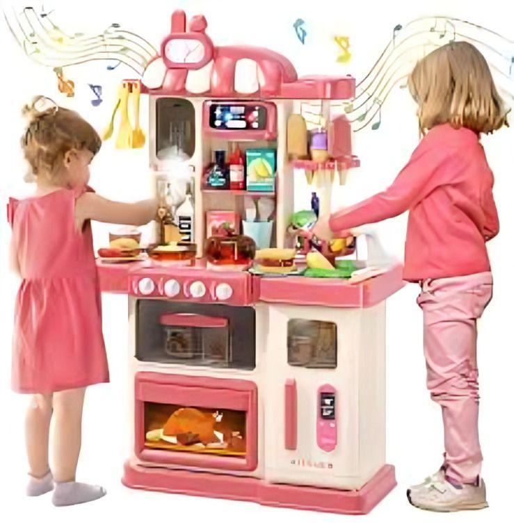 Cocina De Juguete 42 Accesorios Estilo Moderno Rosada.-2