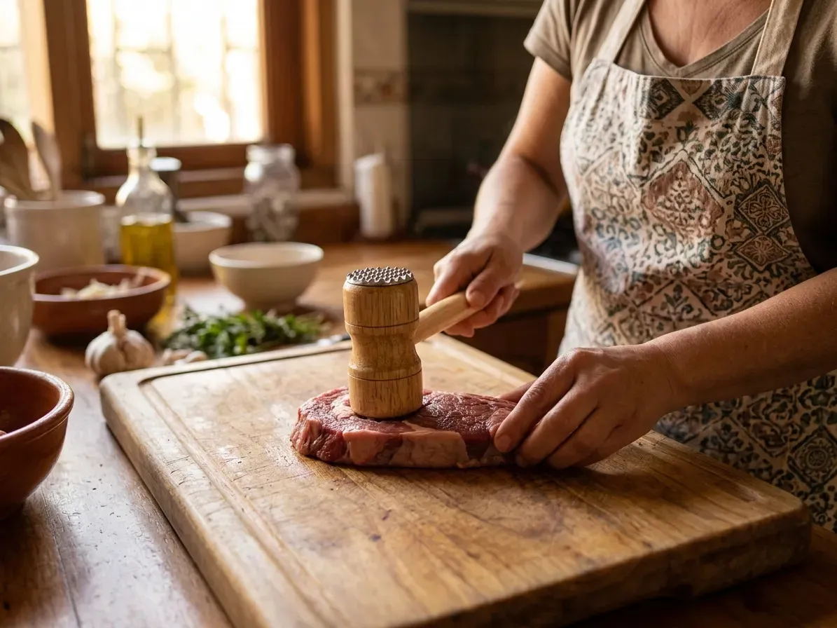 Martillo Ablandador De Carne De Madera-2