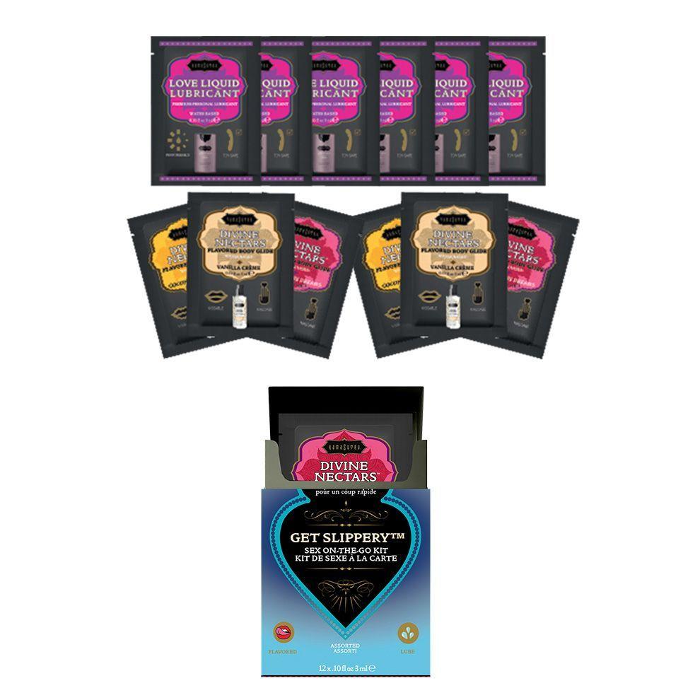 Set 12 Sachets Kama Sutra Néctar Divino + Amor Líquido " Get Wet "-1
