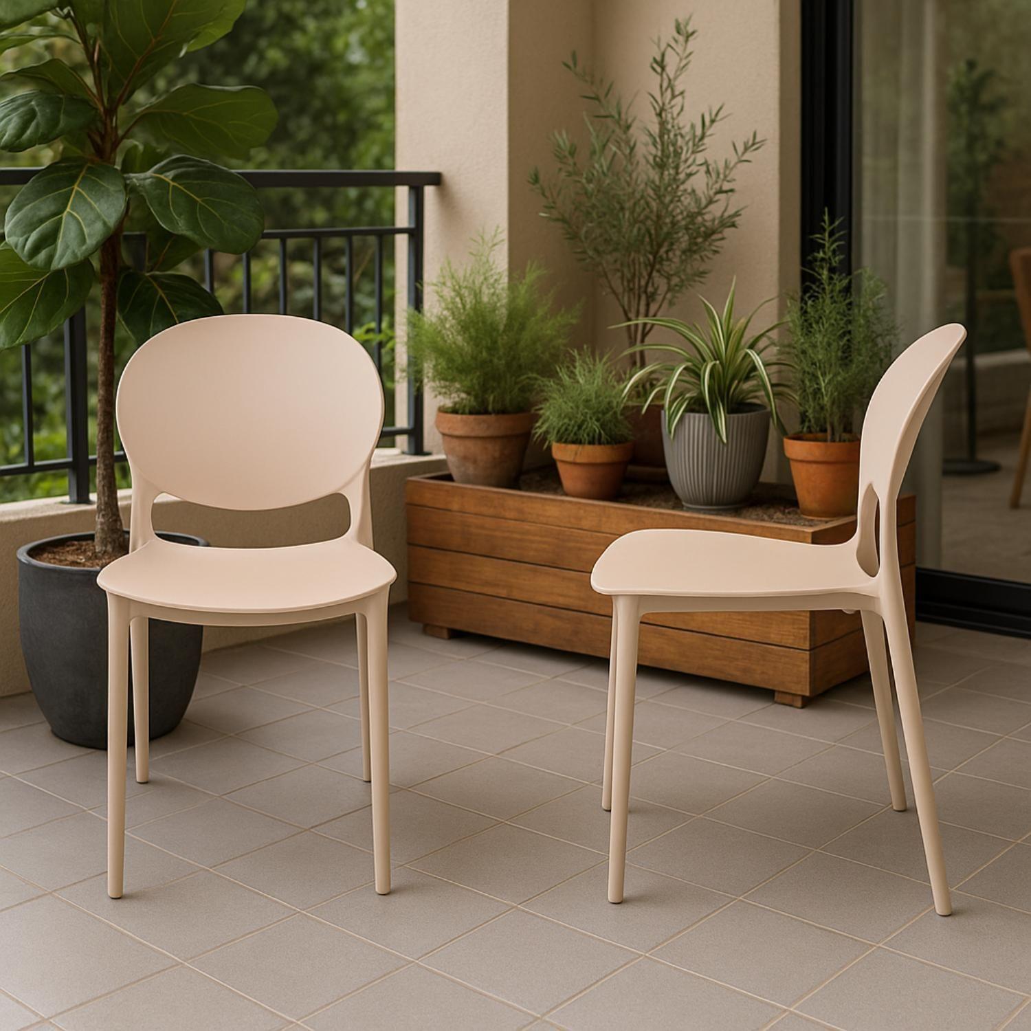 Silla Plástico Apilable Deco Berlín Beige Escandinavia-5