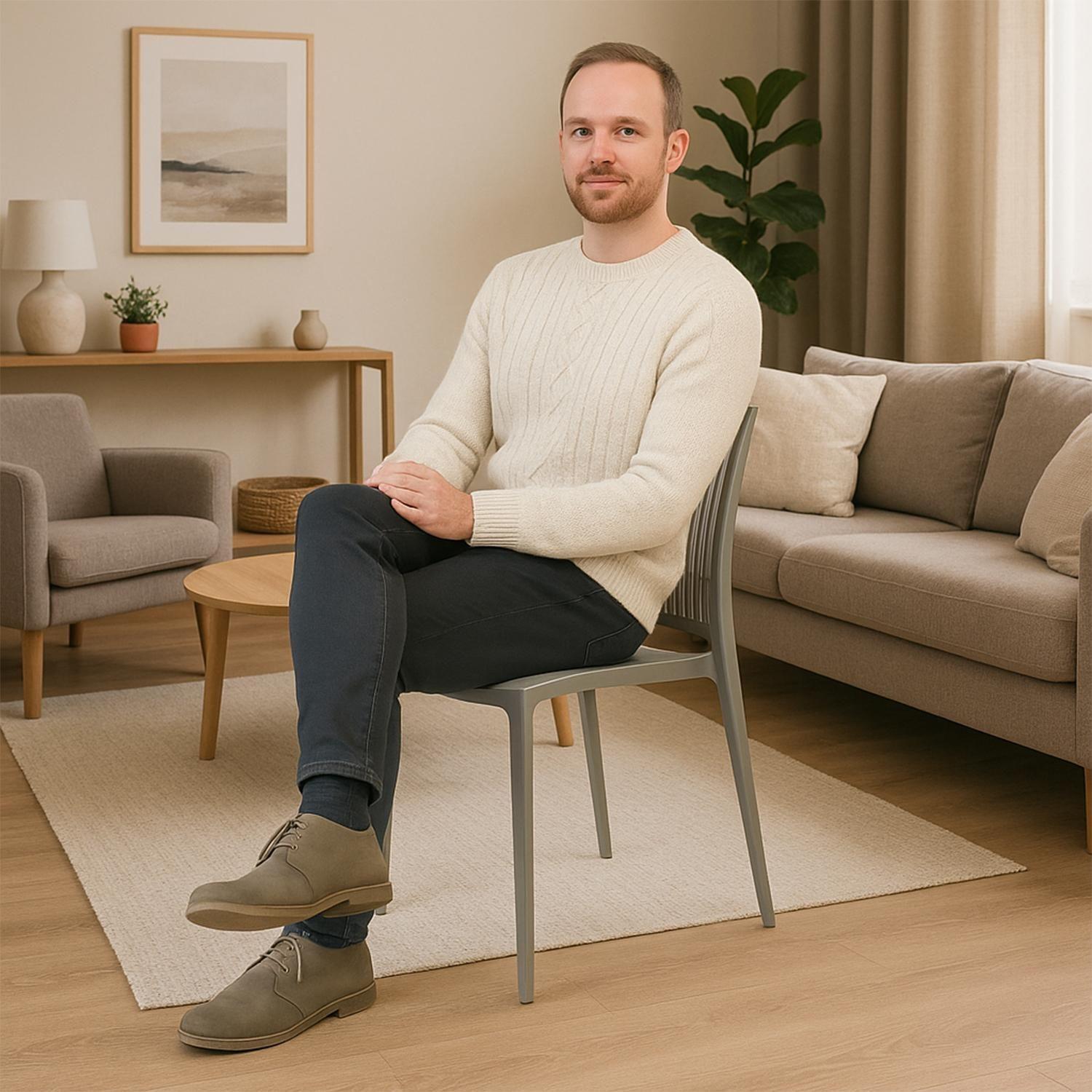 Silla Plástico Apilable Deco Noruega Gris Escandinavia-6