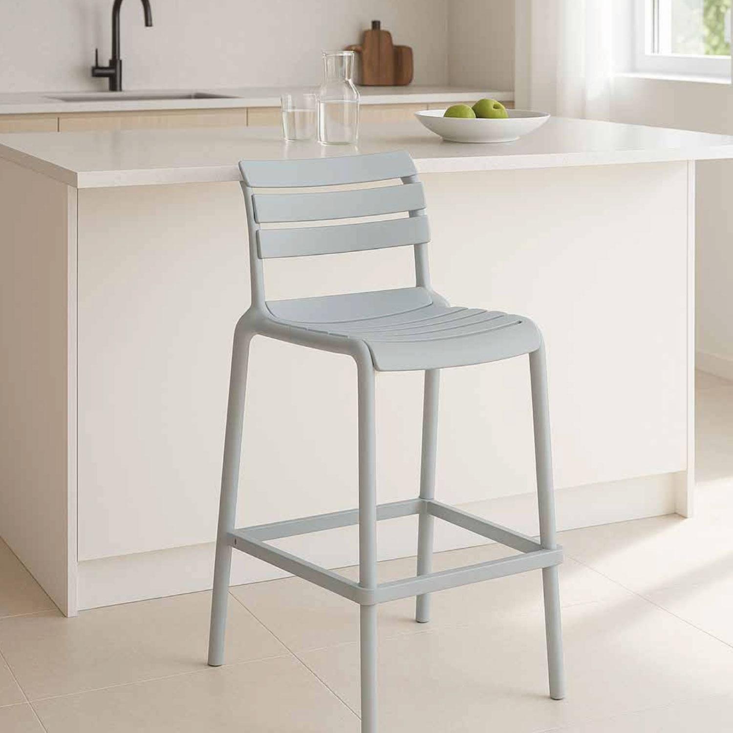 Piso Taburete Silla alta bar cocina Galt 65cm Gris Claro-6