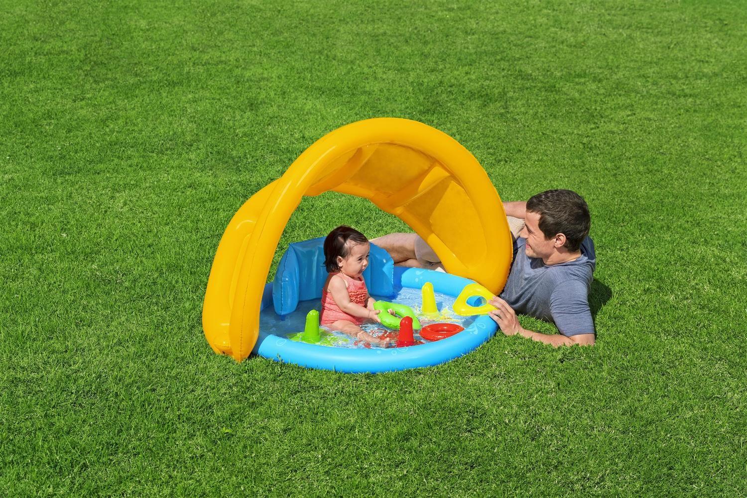 Piscina Inflable Con Techo y Juegos Para Bebés 115x89x76cm-2