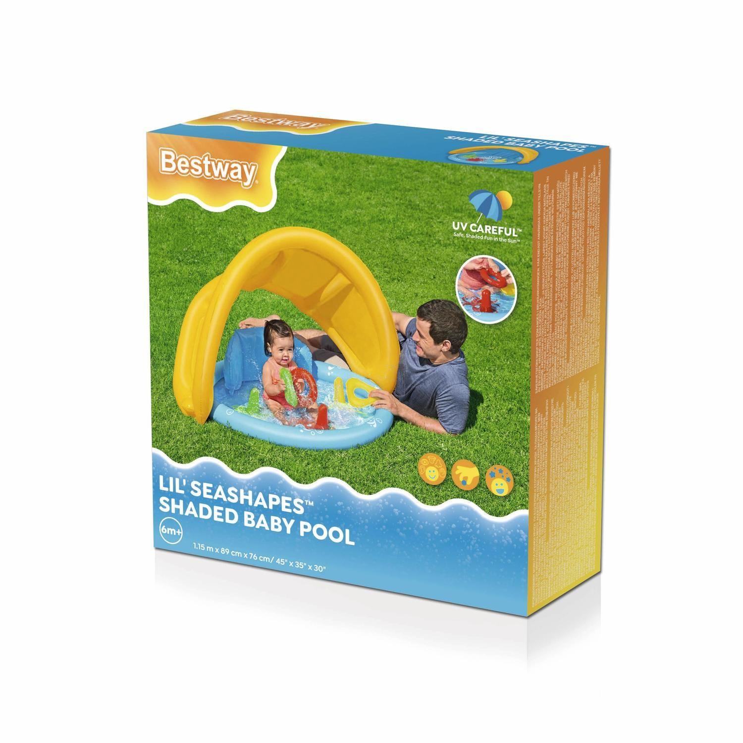 Piscina Inflable Con Techo y Juegos Para Bebés 115x89x76cm-5