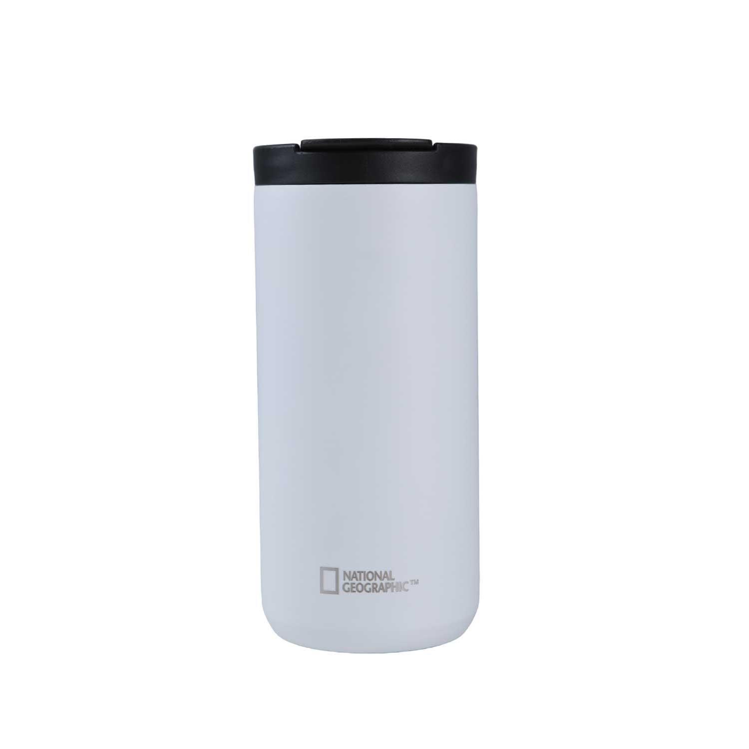 Mug Acero Inoxidable Tapa Flip Antideslizante 350ml Blanco-0