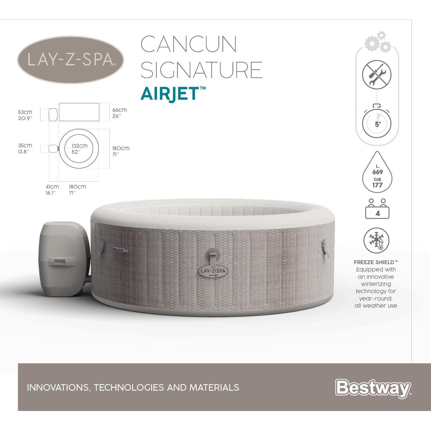 Hot Tub Spa Jacuzzi Inflable Cancún 4 Personas Bestway-4