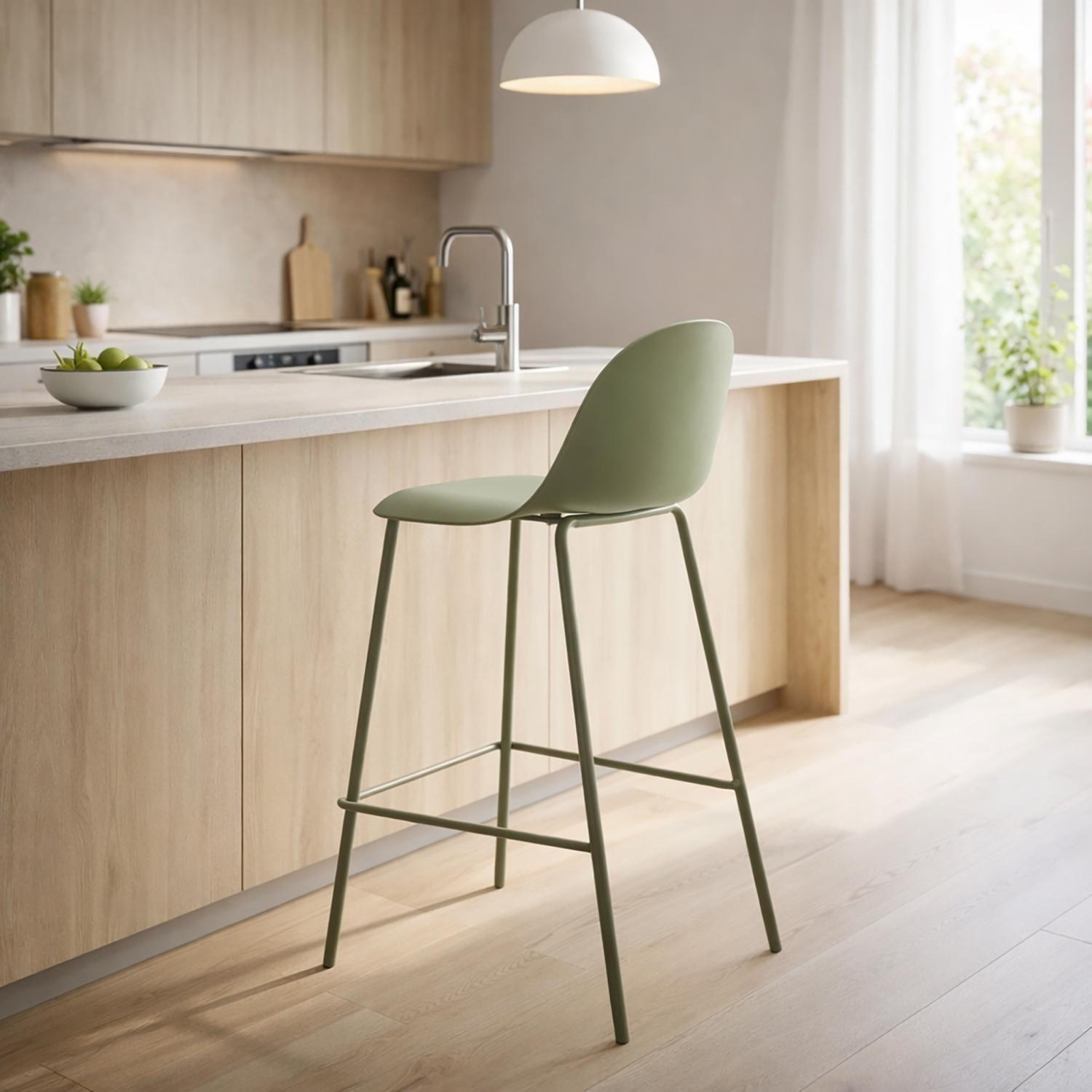 Piso Taburete Silla alta bar cocina Eira 65cm Verde-7