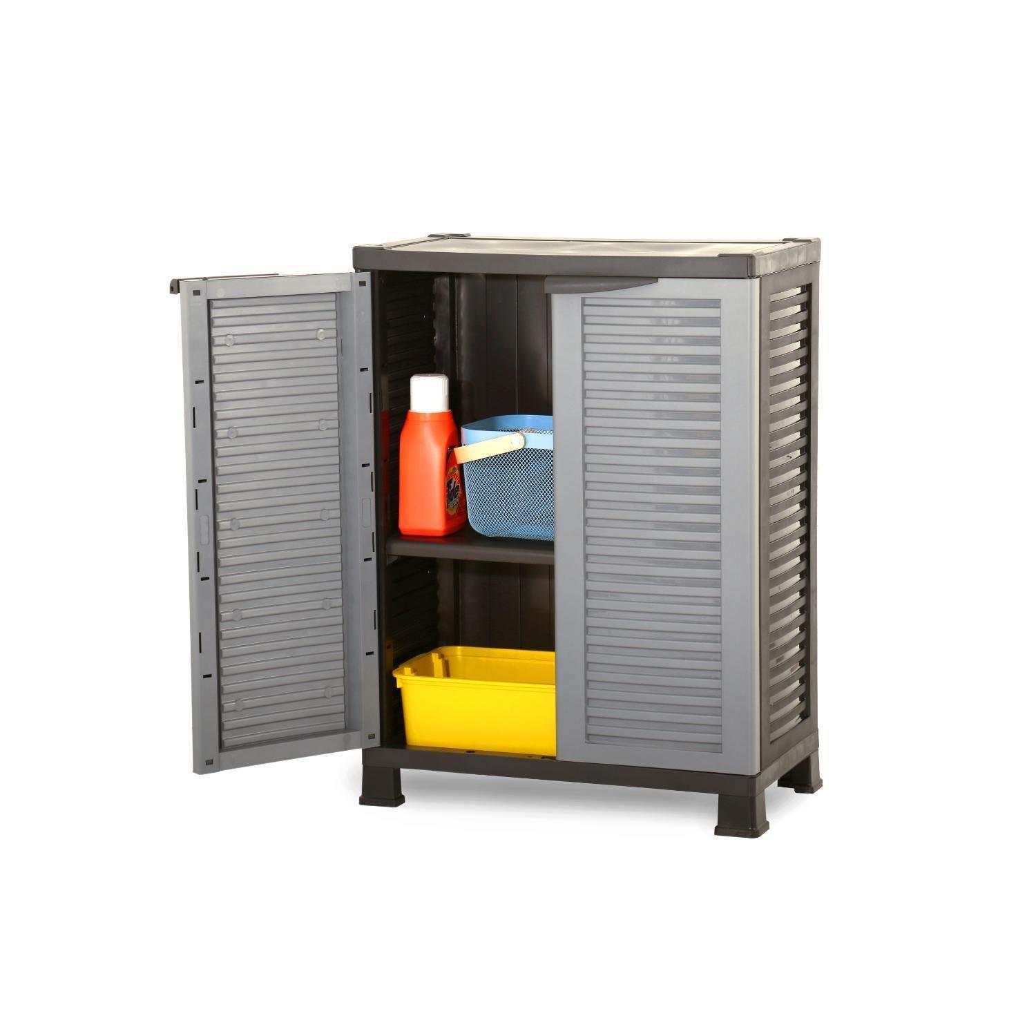 Armario Closet Plástico Mediano Multiuso Gris 68x39x92cm-3