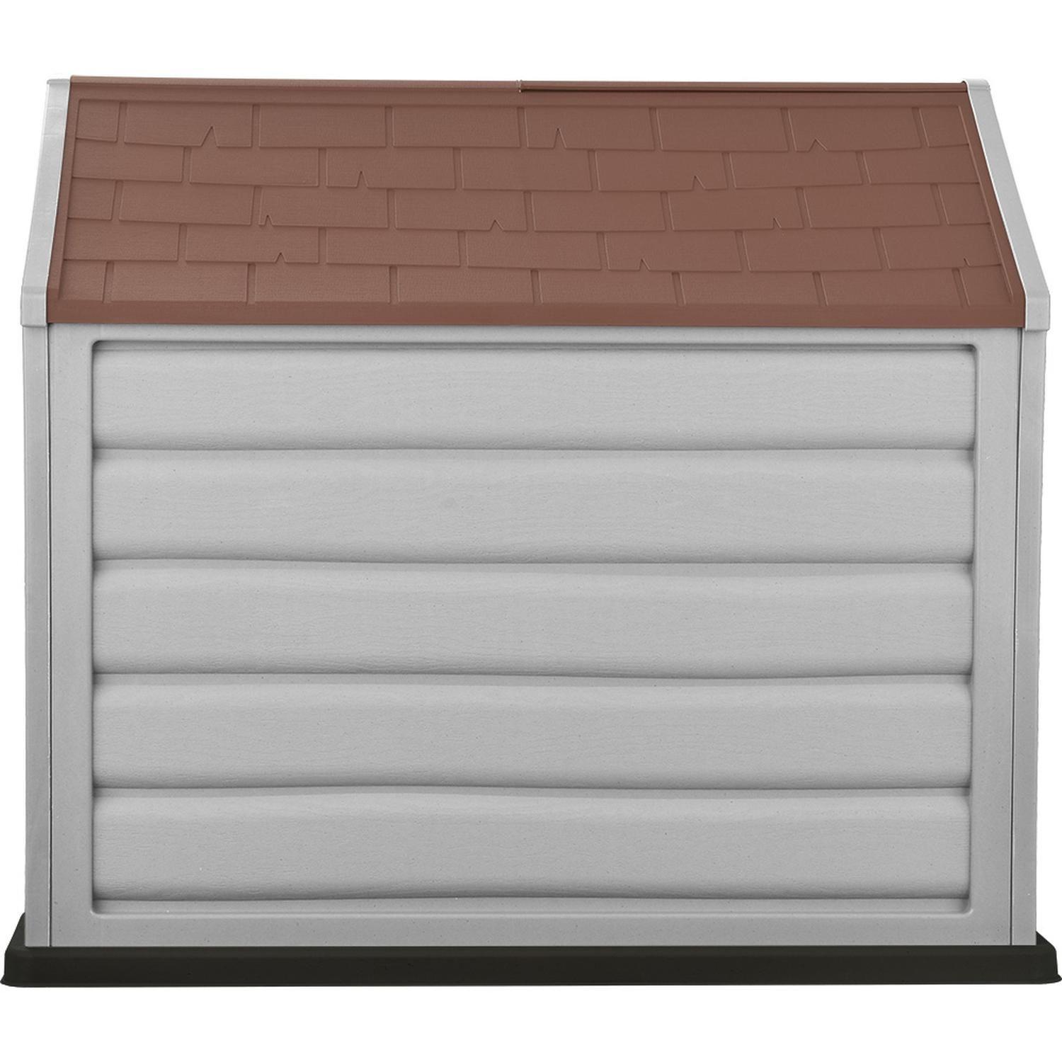 Casa Para Perro Pequeña Gris Hielo - Techo Roja 68x61x58,5cm-3