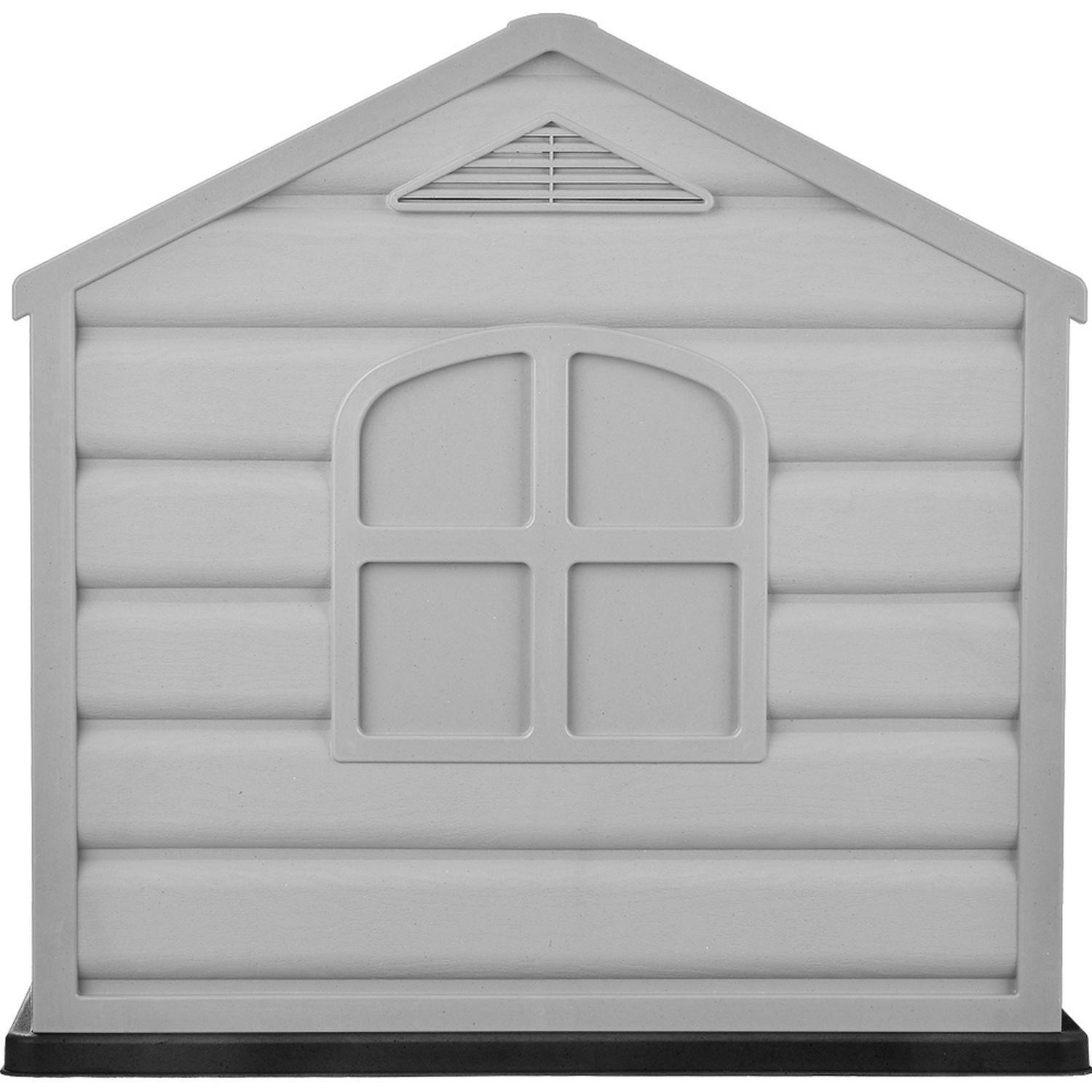 Casa Para Perro Pequeña Gris Hielo - Techo Roja 68x61x58,5cm-4