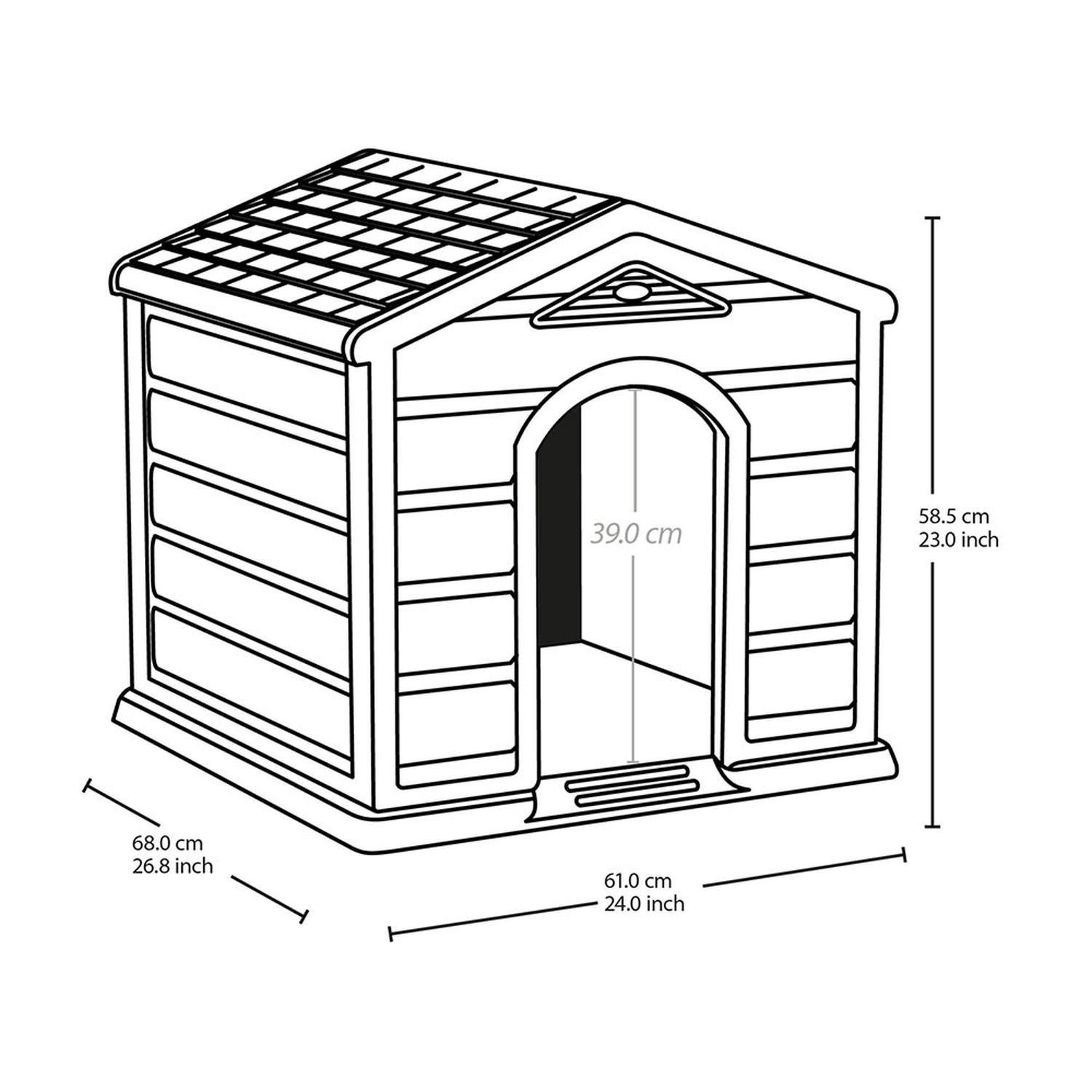 Casa Para Perro Pequeña Gris Hielo - Techo Roja 68x61x58,5cm-6