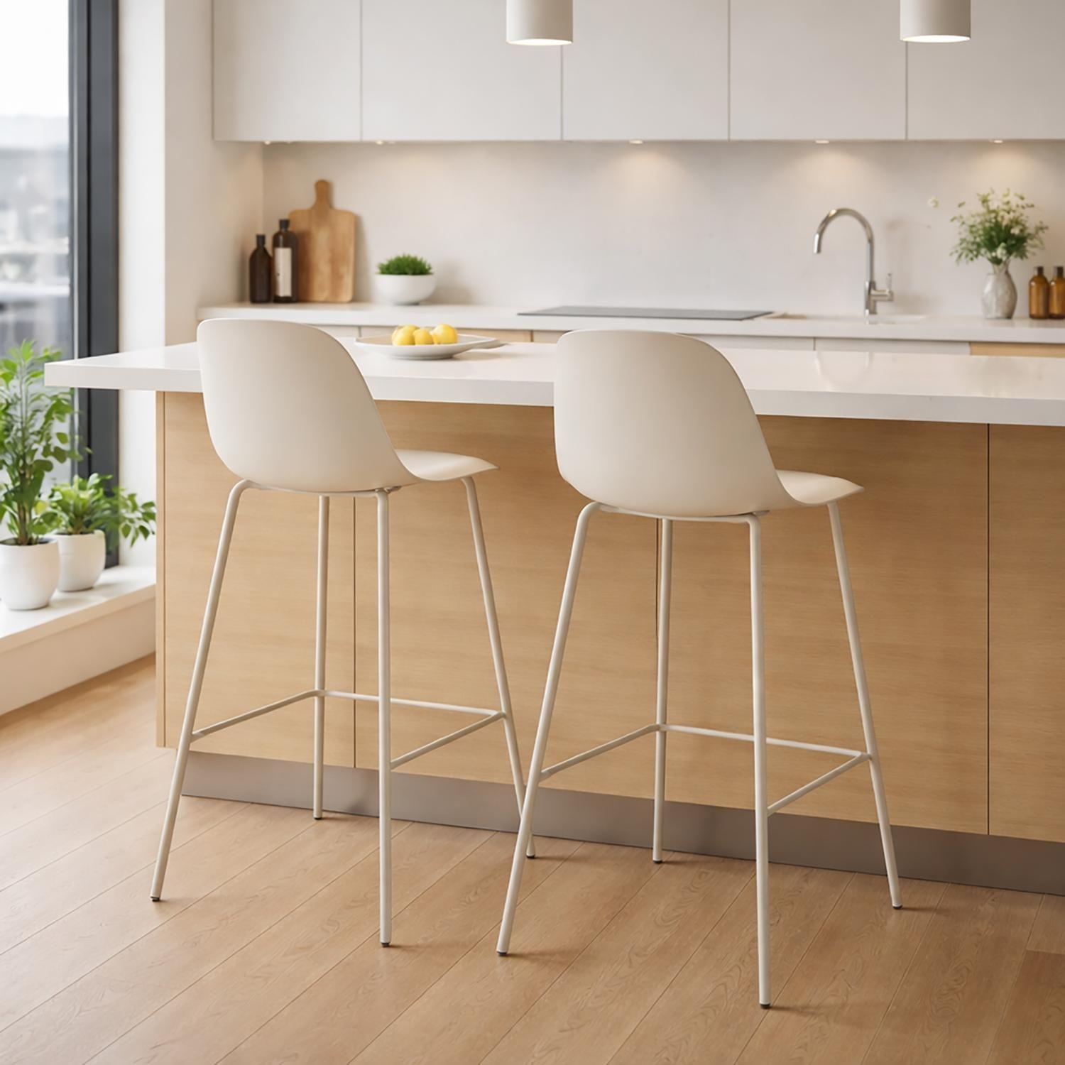 Piso Taburete Silla Alta Bar Cocina Eira 65 cm Beige-6