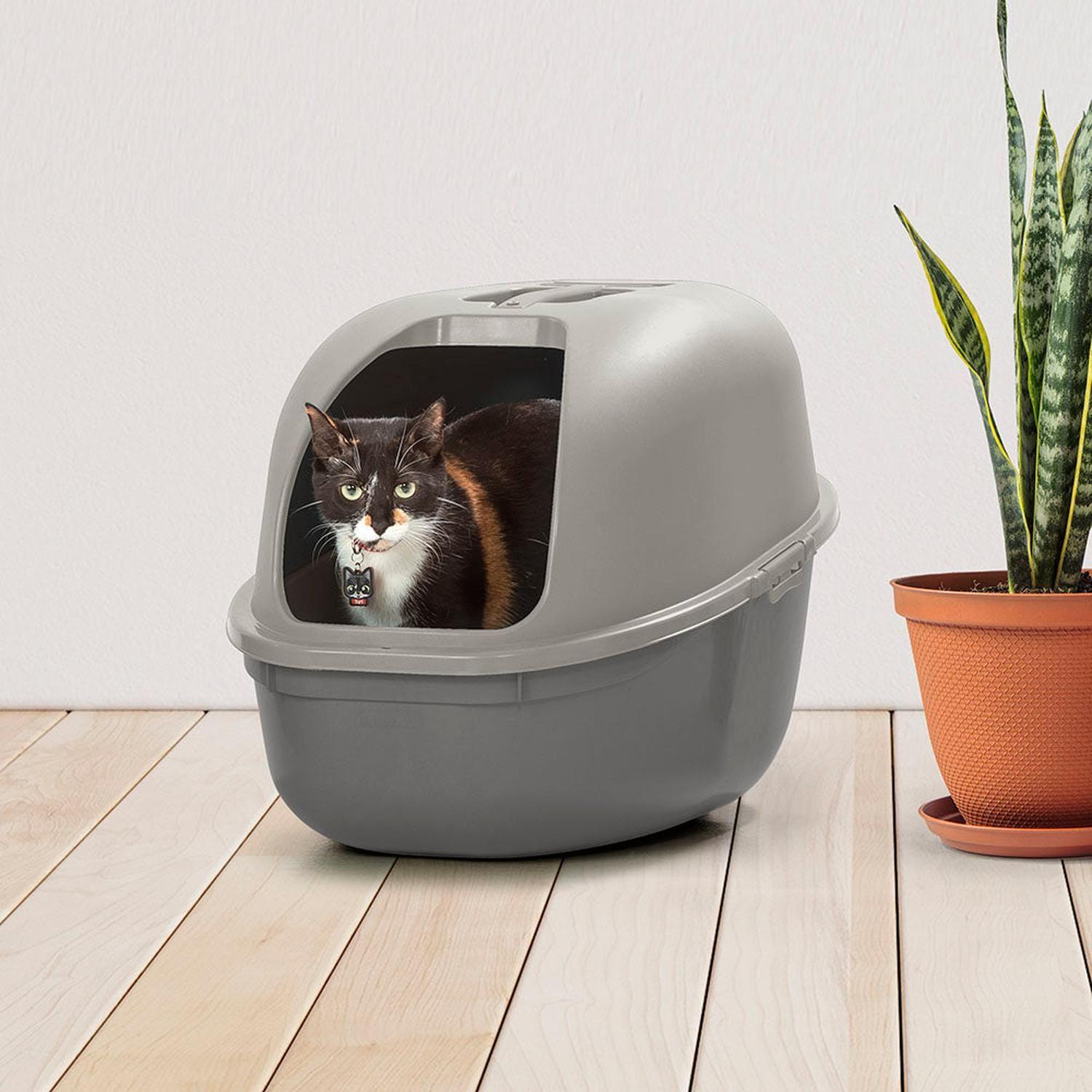 Arenero Gato Cerrado con pala Gris 40.5x60x40.5 cm Rimax-5