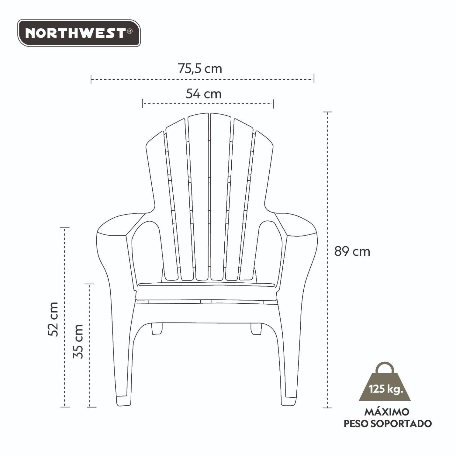 Silla Reposera Plástica Terraza Gris Claro Northwest-5