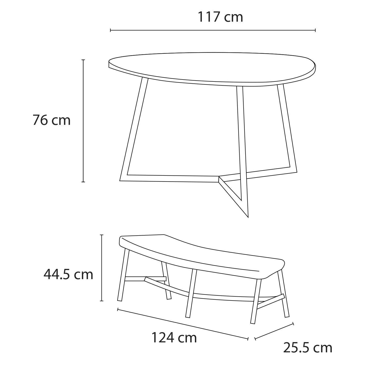 Juego Comedor Terraza 6 Personas Mesa 119x117cm Beige Northwest-2