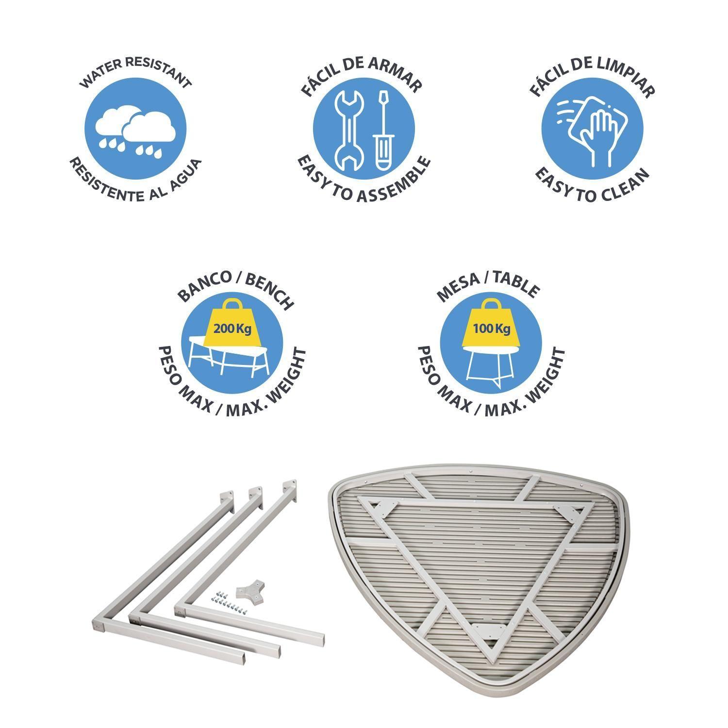 Juego Comedor Terraza 6 Personas Mesa 119x117cm Beige Northwest-5