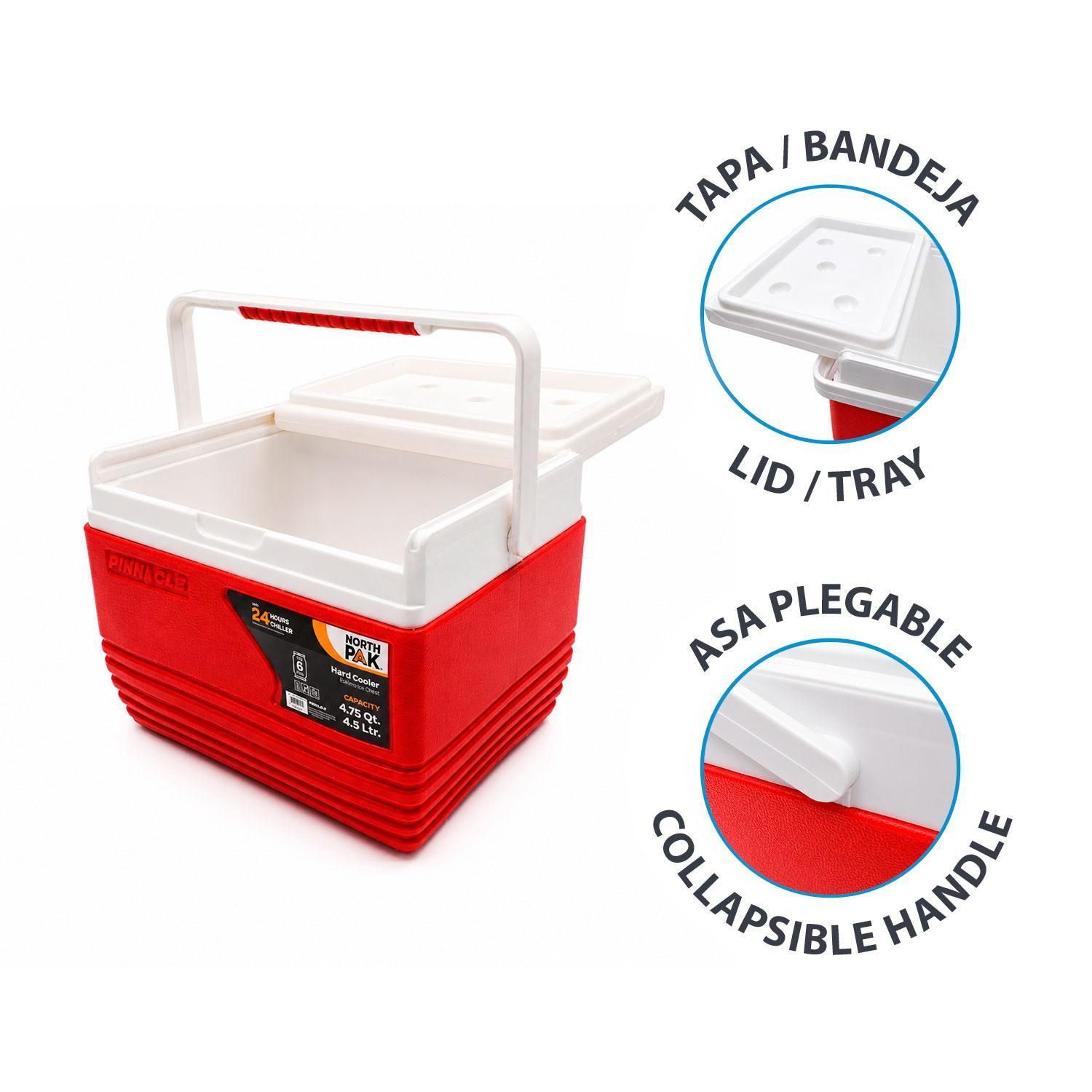 Cooler Nevera Portátil Eskimo 4.5 Litros Rojo NorthPak-4