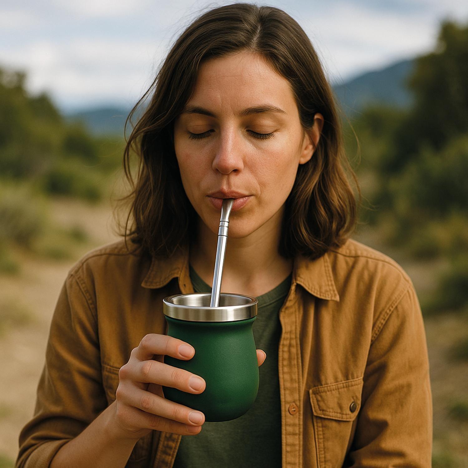 Matera Acero Inoxidable con Bombilla 230ml Verde-6