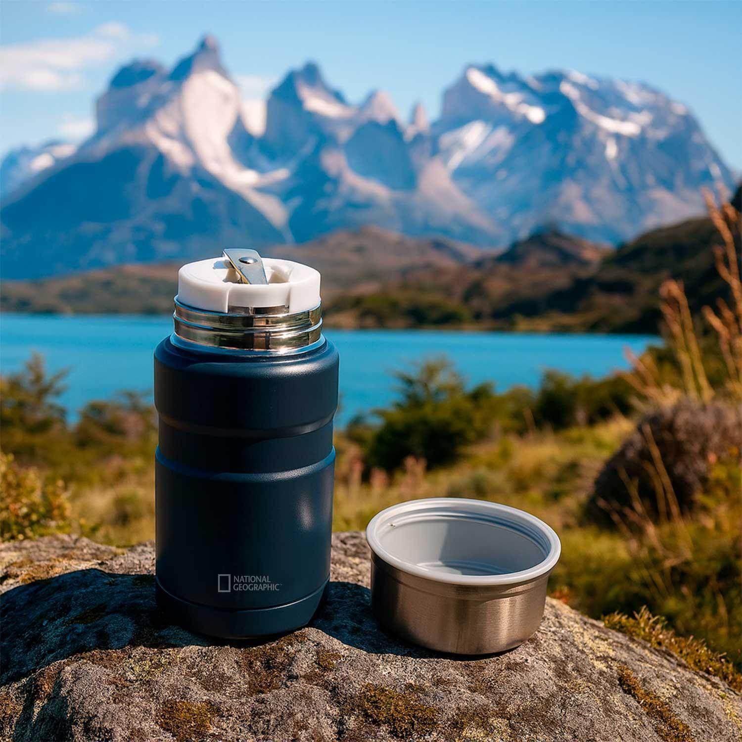 Termo Comida Acero Inoxidable 750ml con cubiertos Azul-5