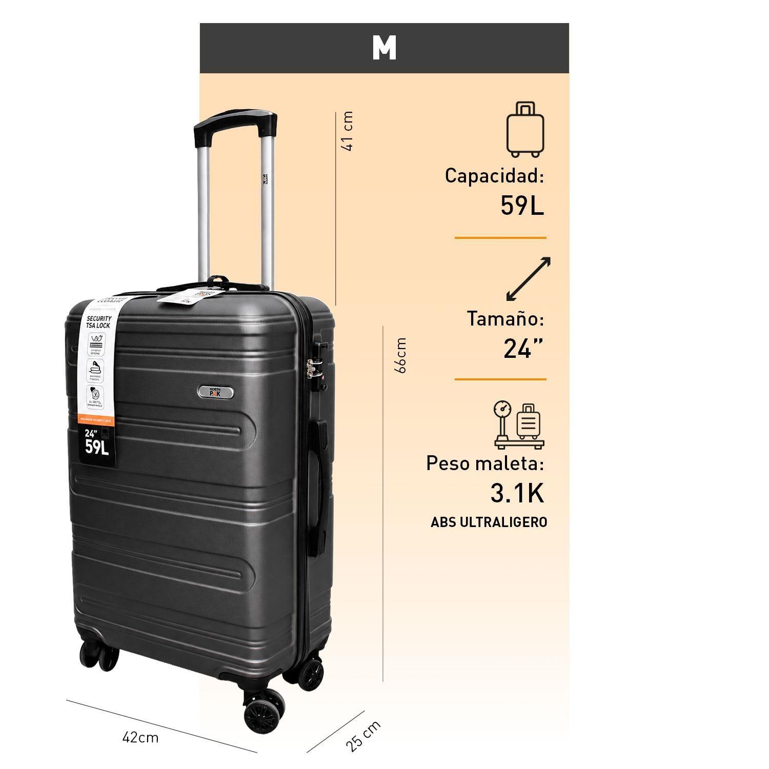 Maleta North Pak Rigida Resistente Ultraliviana 24" 59L Gris-5