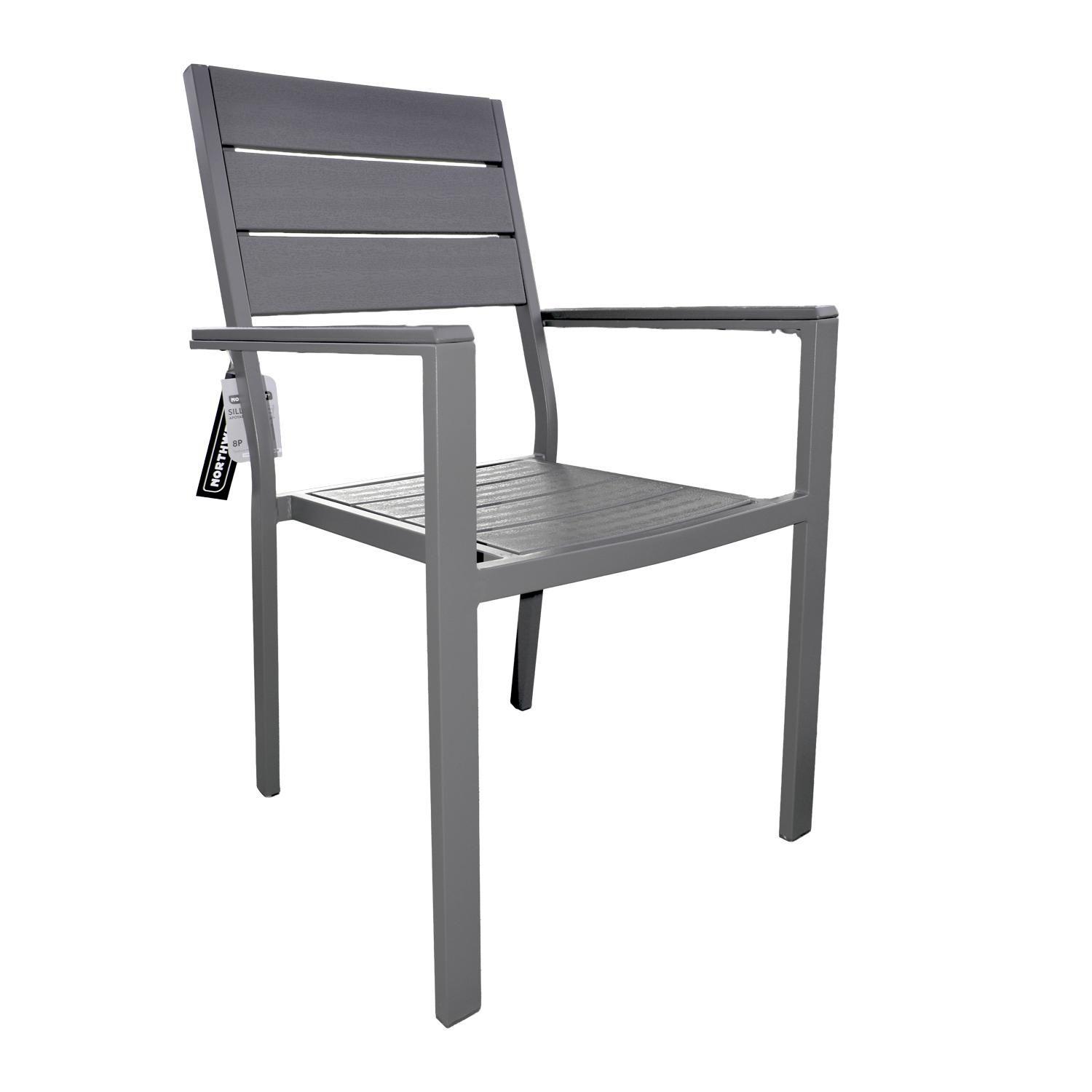 Juego Comedor Terraza 8 Personas Mesa 220x111cm Gris Northwest-3