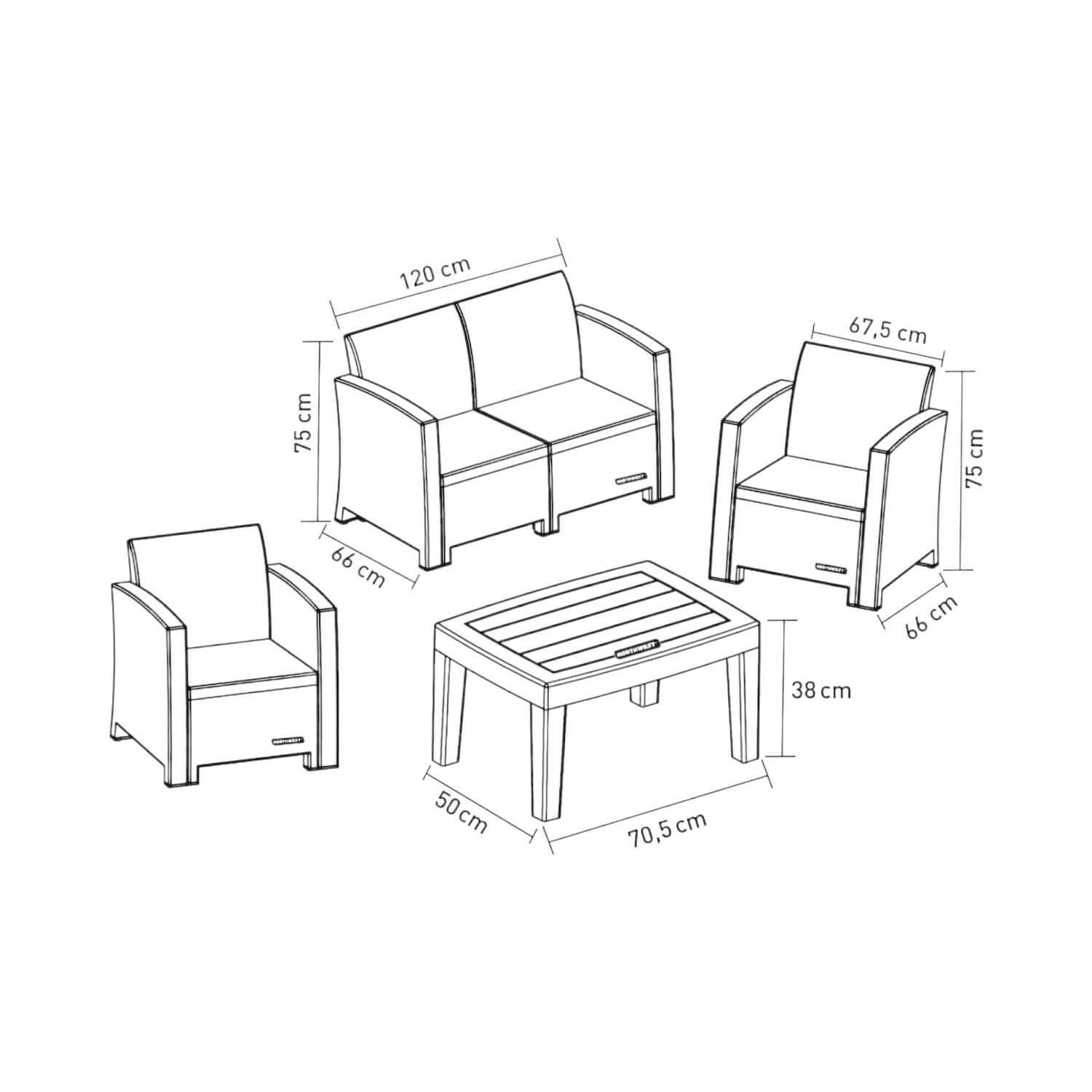 Juego Set Terraza Menorca 4 Piezas Con Cojín Northwest-5
