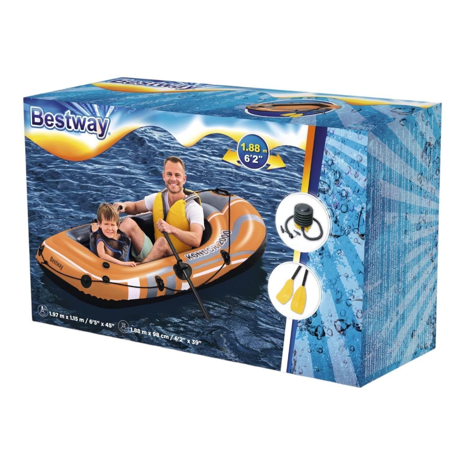 Bote Inflable Con Remos E Inflador Kondor 2000 1.88MX98Cm Bestway-2