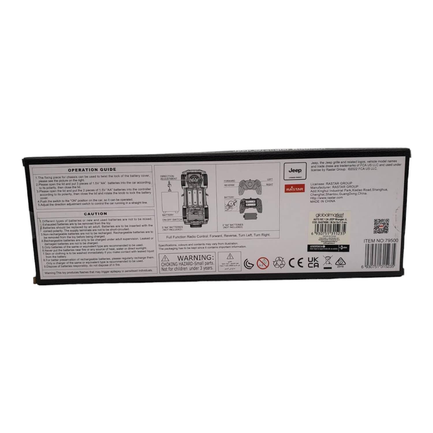 Auto a control remoto JEEP Wrangler JL Escala 1:24 Rastar-7