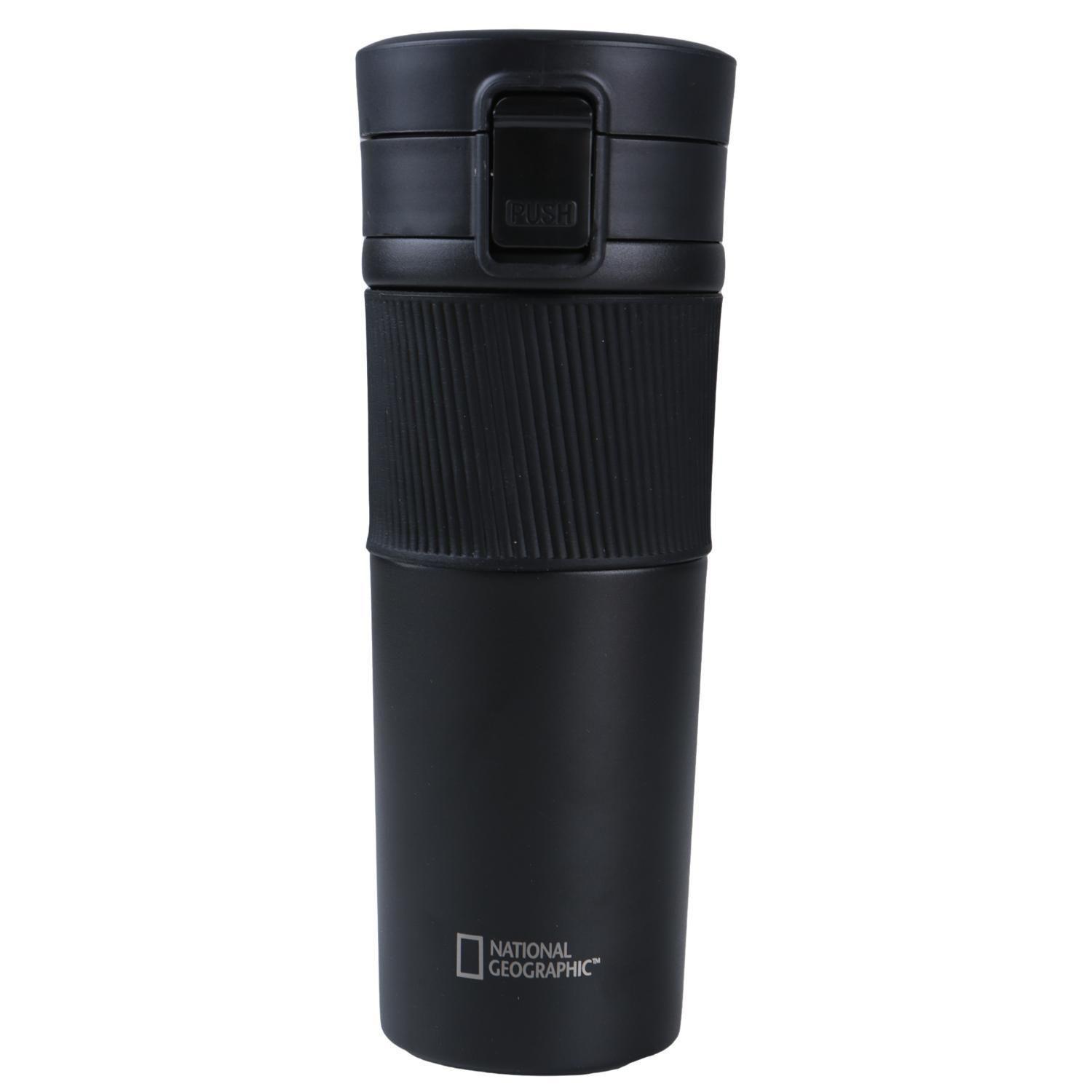 Mug Acero Inoxidable Tapa Con Pulzador y Antideslizante 480ml Negro-2