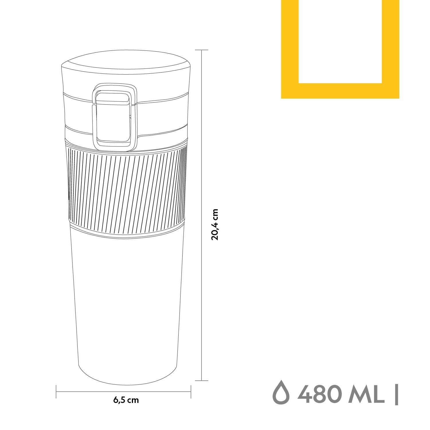 Mug Acero Inoxidable Tapa Con Pulsador y Antideslizante 480ml Negro-4