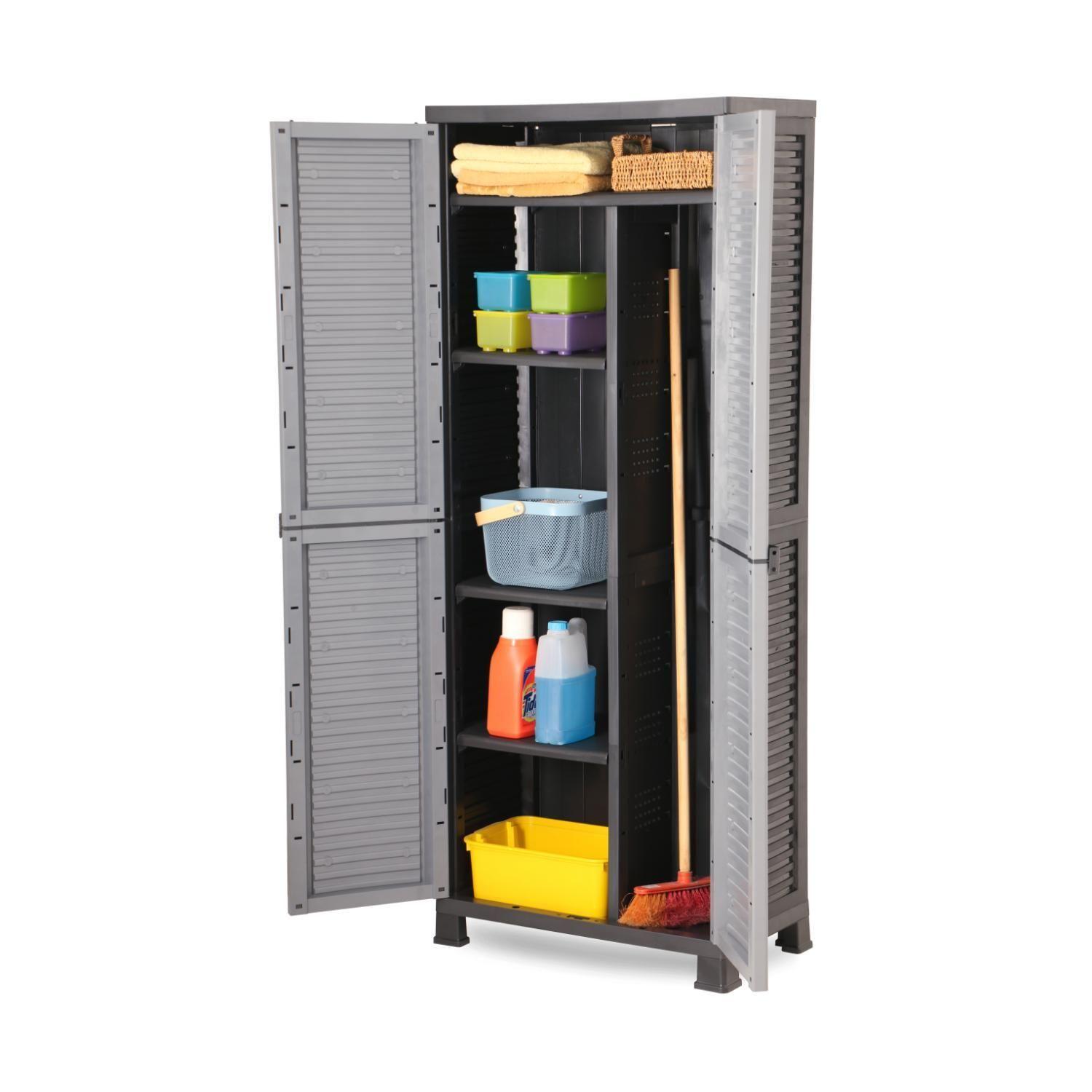 Armario Closet Plástico Grande Multiuso Gris 68x39x171,5 cm-2