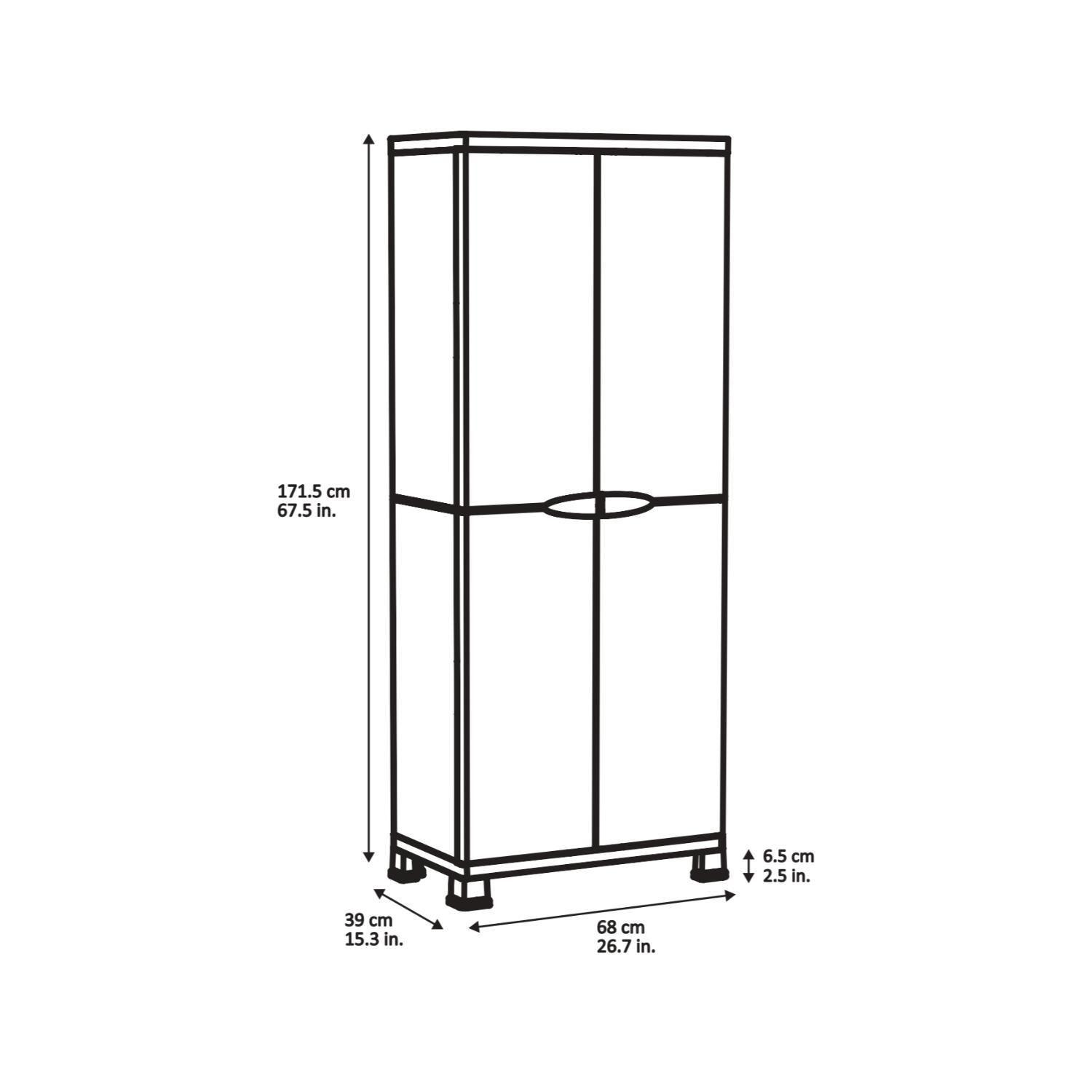 Armario Closet Plástico Grande Multiuso Gris 68x39x171,5 cm-5