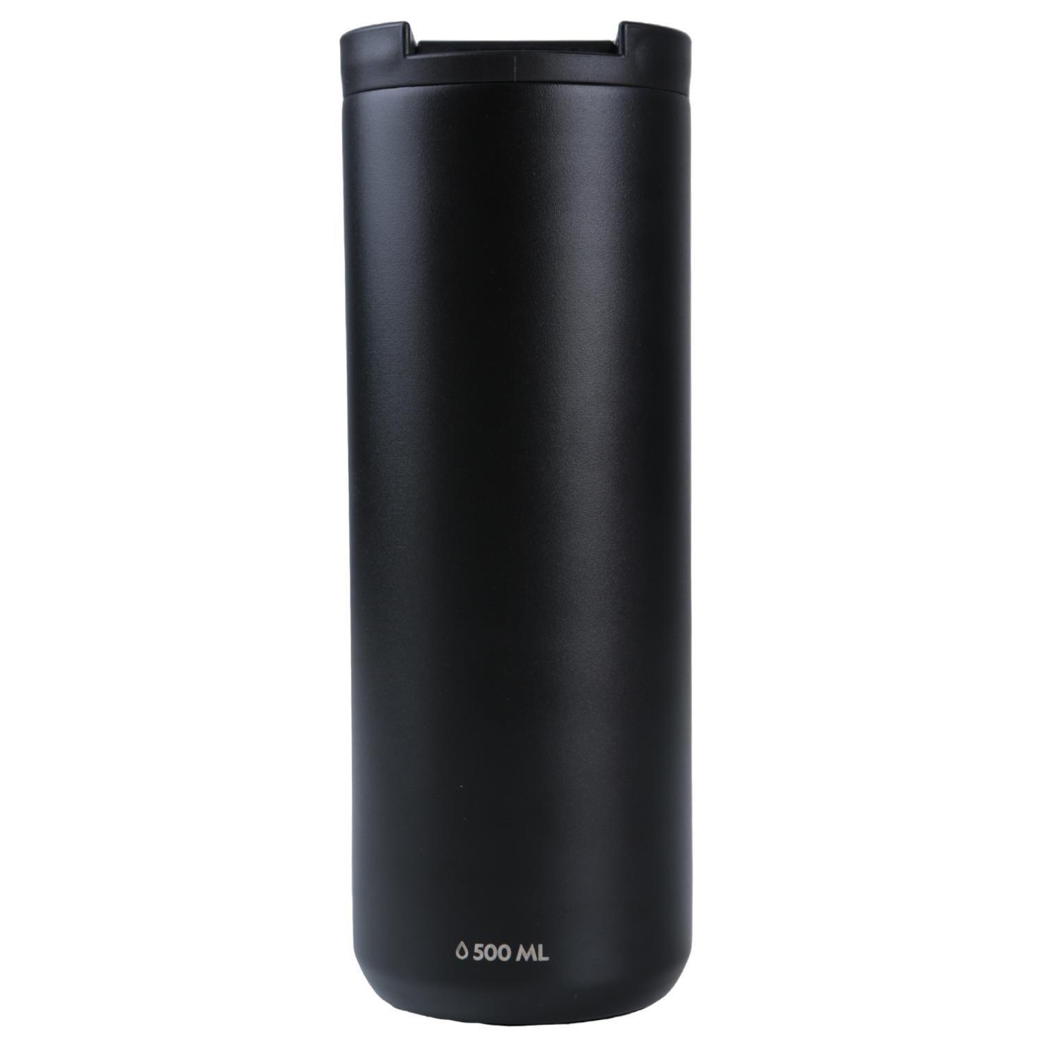 Mug Acero Inoxidable Tapa Flip Antideslizante 500ml Negro-2