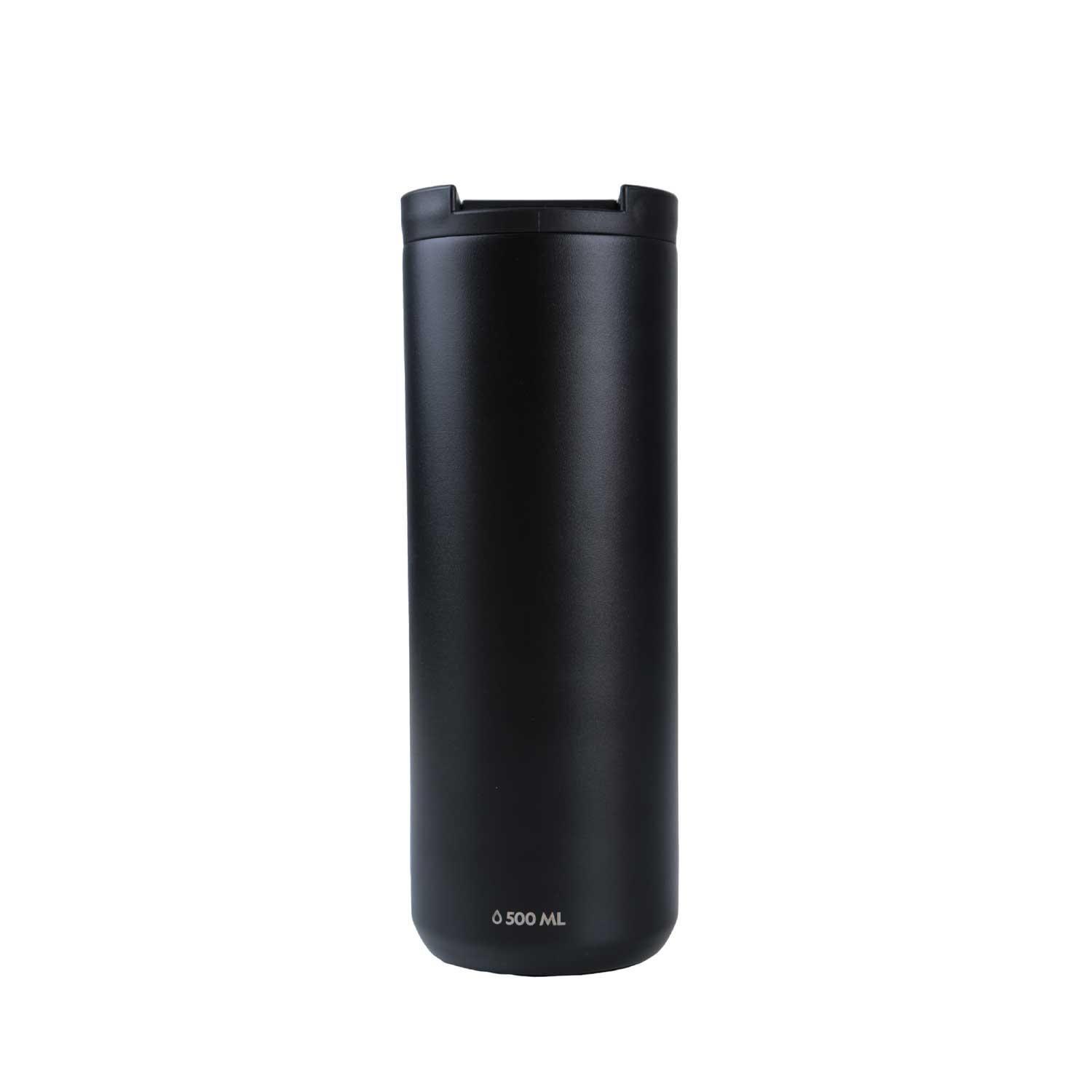 Mug Acero Inoxidable Tapa Flip Antideslizante 500ml Negro-1