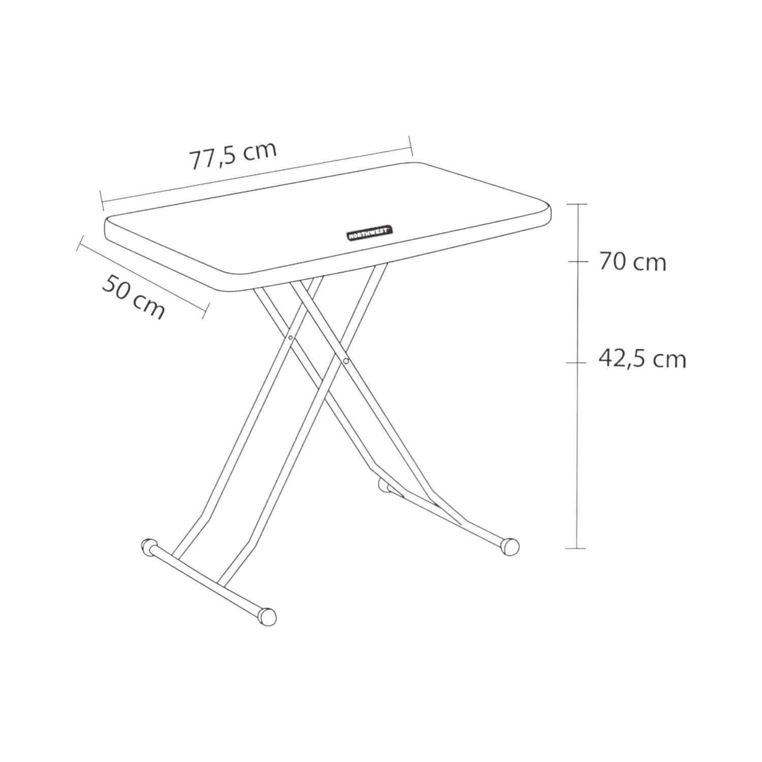 Mesa Plegable Rectangular Ajustable 77.5x50x70 Cms Northwest-2